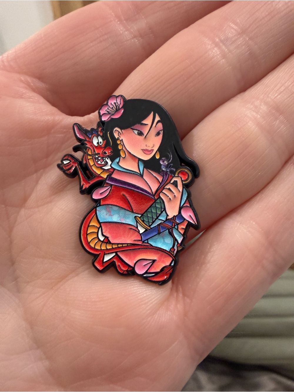 Disney Princess inspired Mulan, Mushu, and Cri-kee Enamel Warrior pin